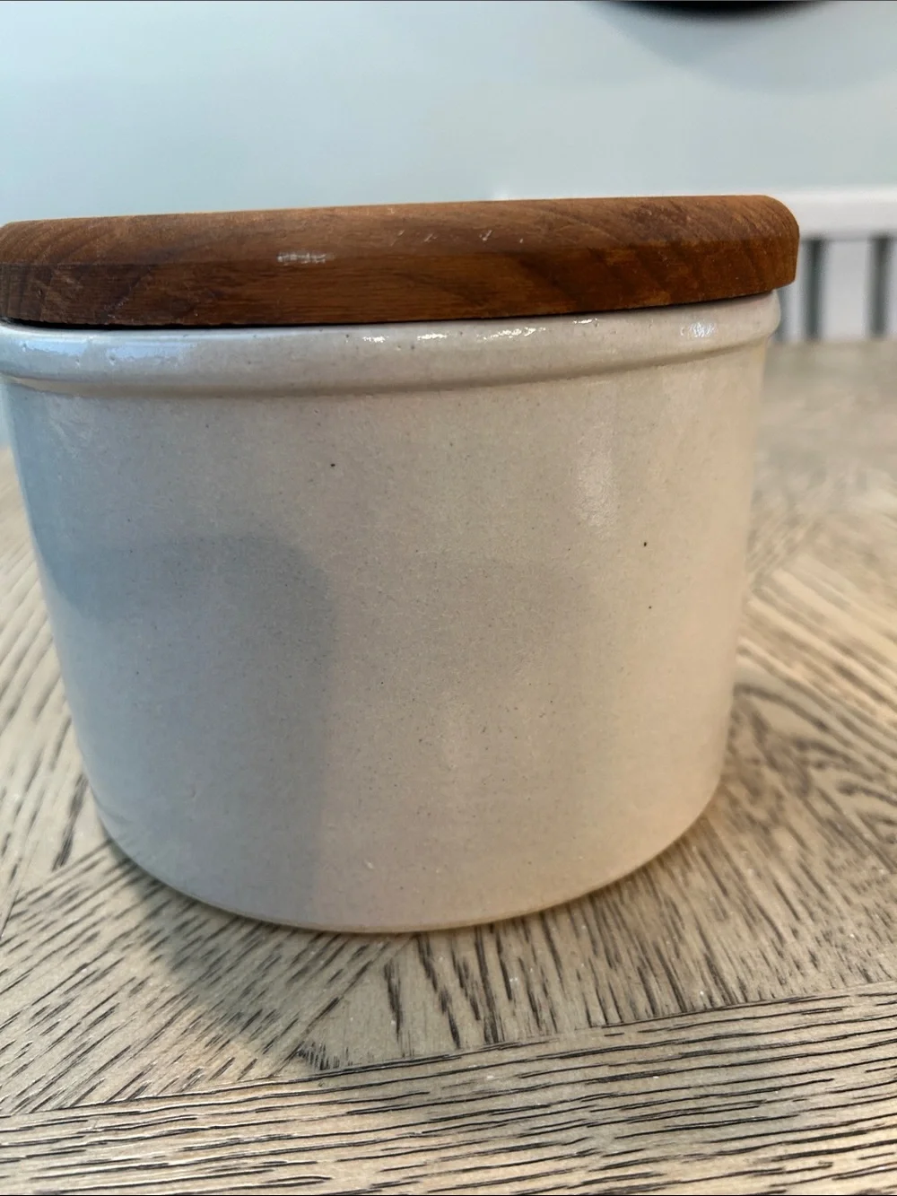 Vintage RRP Ceramic Heart Tree Canister with Wood Lid - Cream & Brown